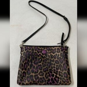 Coach Leopard Print Crossbody Bag with Purple Accents